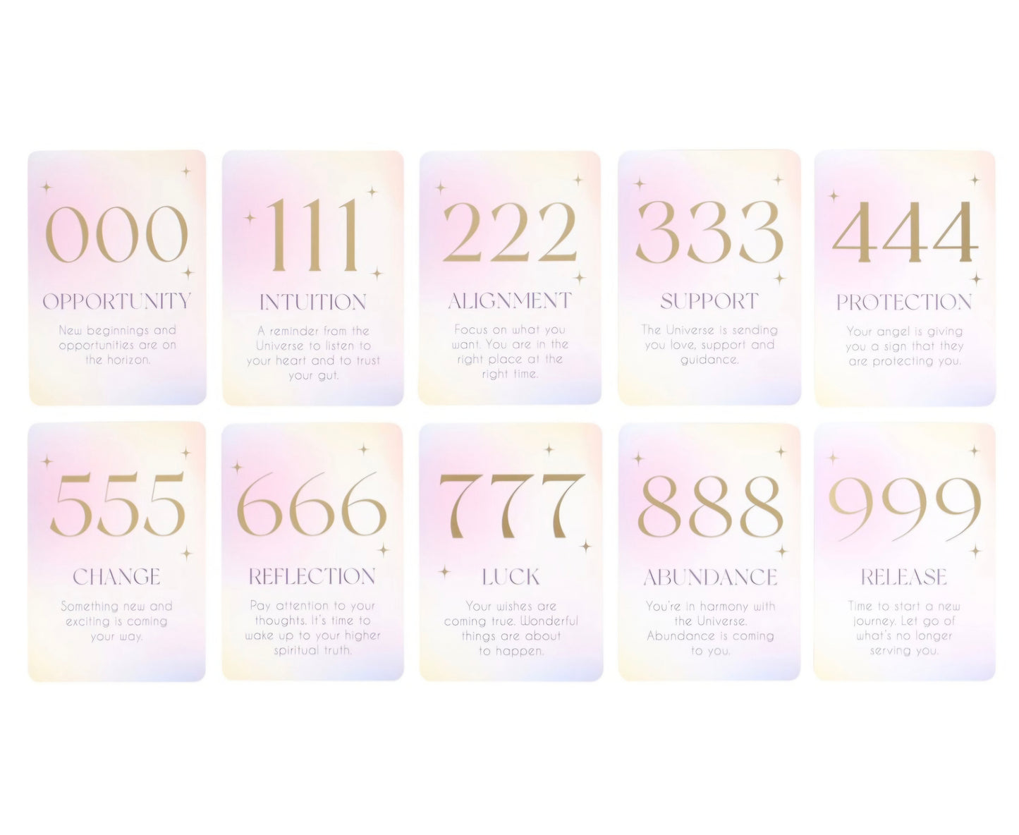Angel Number Affirmation Cards with Wooden Stand