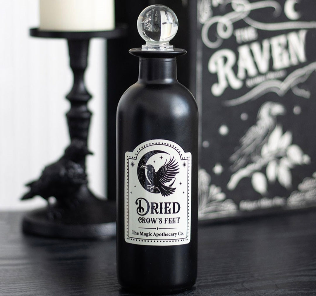 Dried Crow's Feet Decorative Glass Potion Bottle