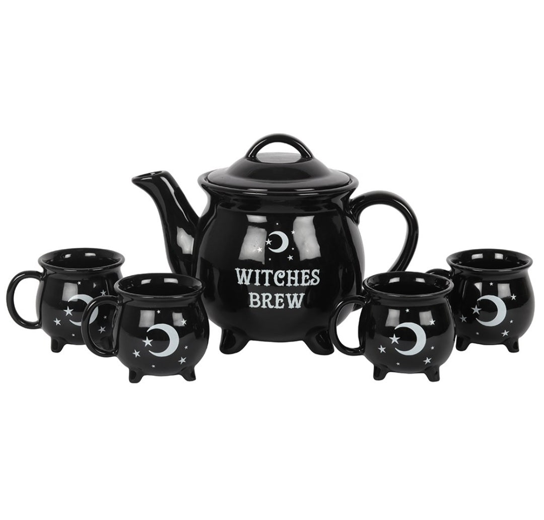 Witches Brew Ceramic Cauldron Tea Set