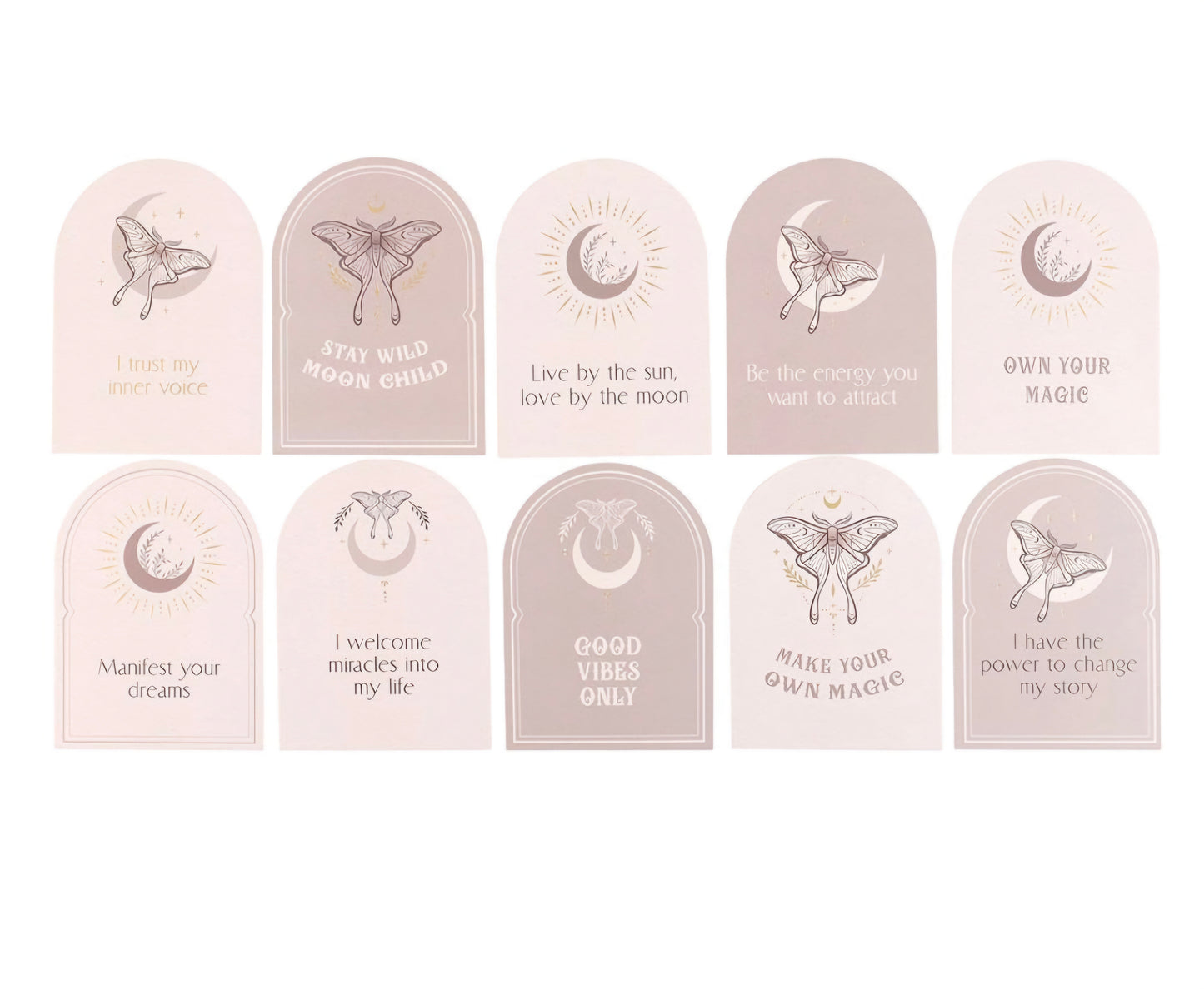 Luna Moth Affirmation Cards with Wooden Stand