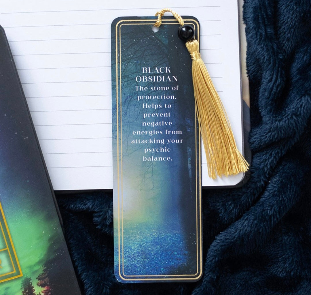 Ethereal Black Obsidian Bookmark with Tassel
