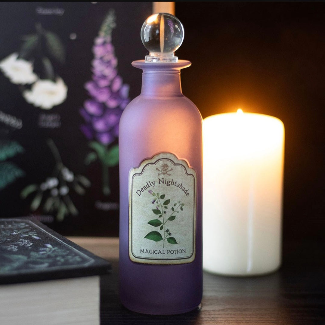 Deadly Nightshade Decorative Glass Potion Bottle