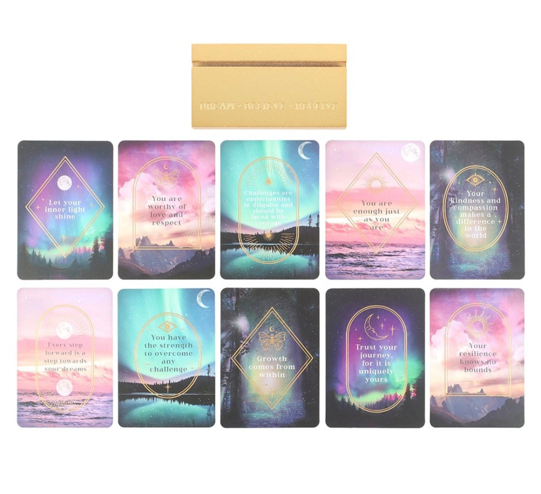 Ethereal Affirmation Cards with Wooden Stand