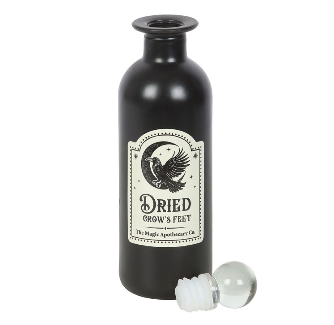 Dried Crow's Feet Decorative Glass Potion Bottle