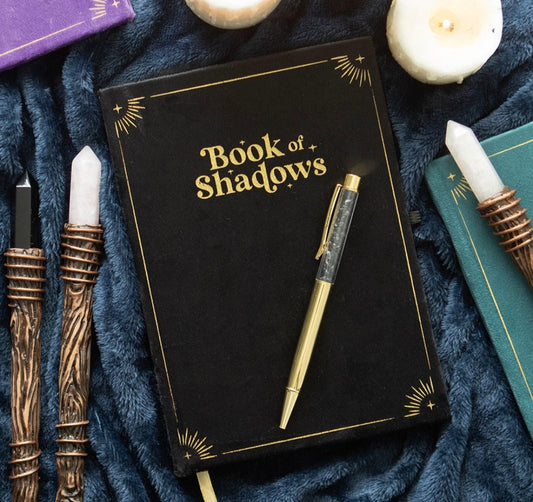 Book of Shadows Journal with Black Obsidian Crystal Pen