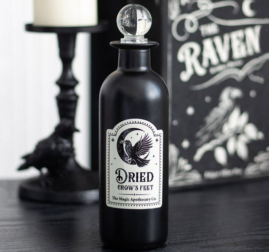 Dried Crow's Feet Decorative Glass Potion Bottle
