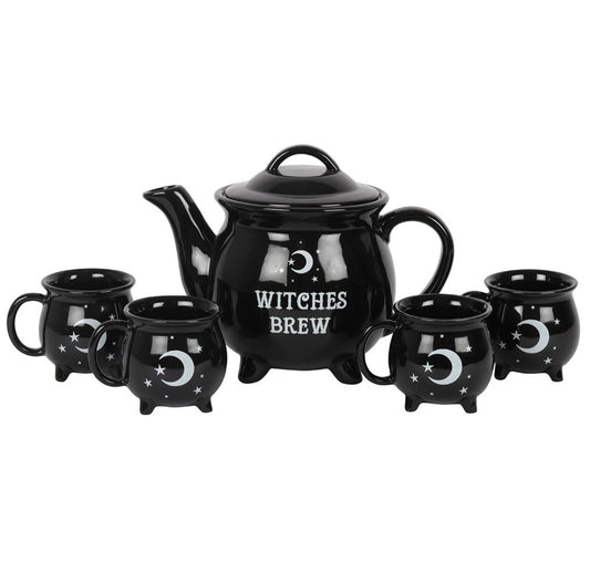 Witches Brew Ceramic Cauldron Tea Set