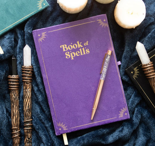 Book of Spells Journal with Amethyst Crystal Pen