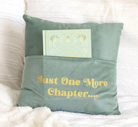 Just One More Chapter Cushion with Book Pocket