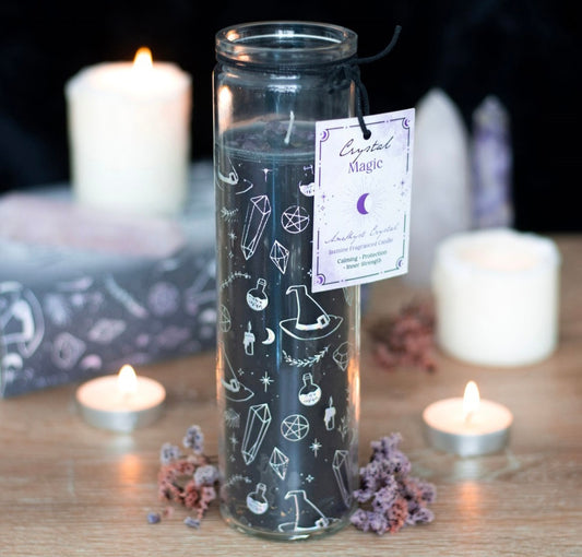 Crystal Witch Jasmine Tube Candle with Amethyst Chips