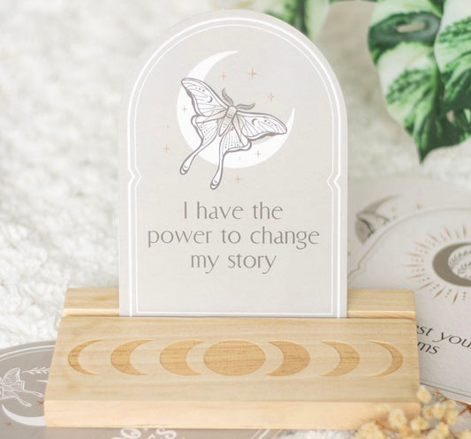 Luna Moth Affirmation Cards with Wooden Stand