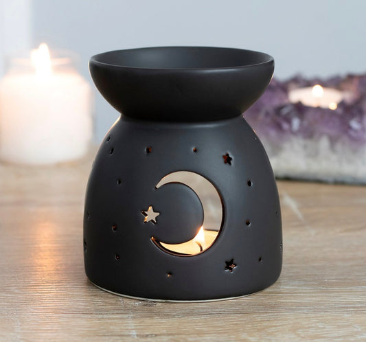 Black Mystical Moon Cut Out Oil Burner