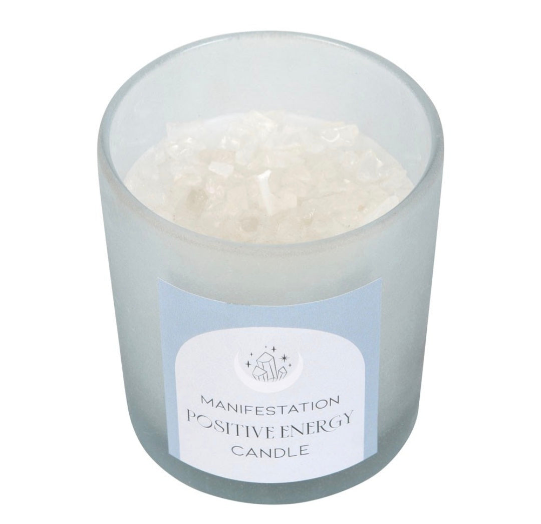 Positive Energy White Sage Crystal Chip Candle