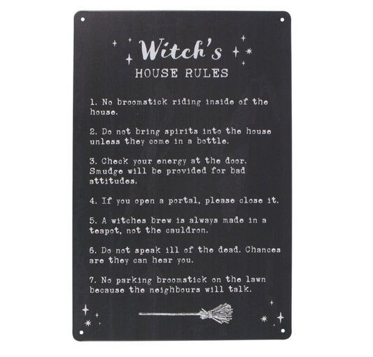 Witch's House Rules Metal Sign