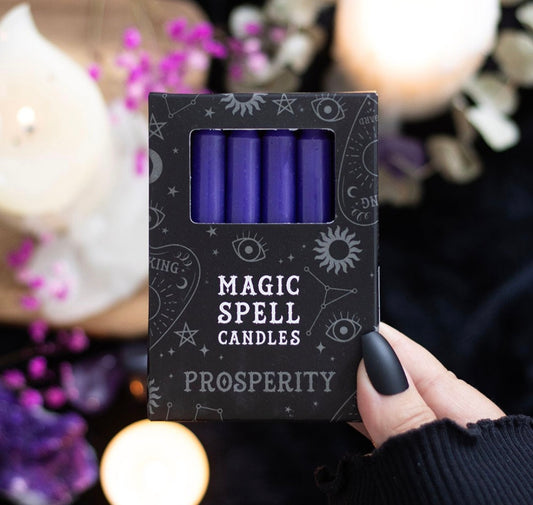 Pack of 12 Purple 'Prosperity' Spell Candles