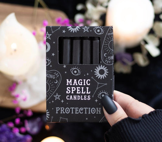 Pack of 12 Black 'Protection' Spell Candles